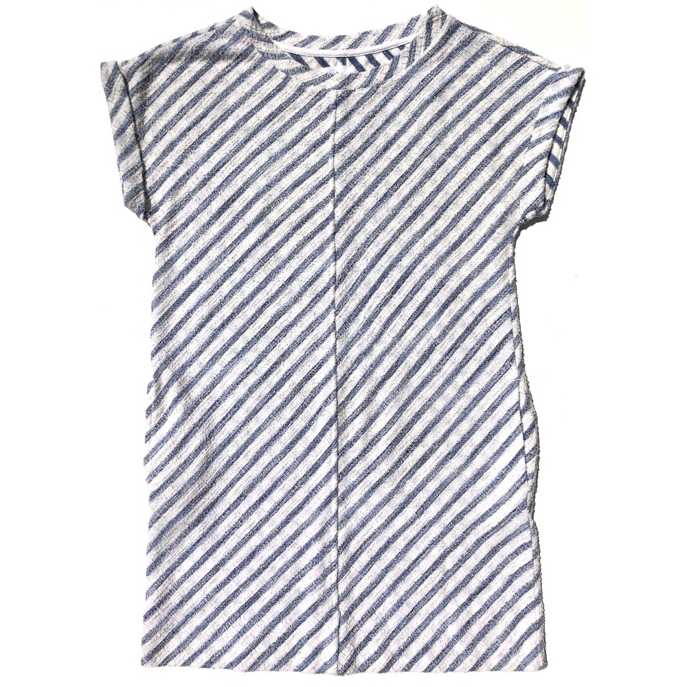 Lou & Grey Loft Striped Terry Knit Dress Size Small S Blue White Pockets Beach